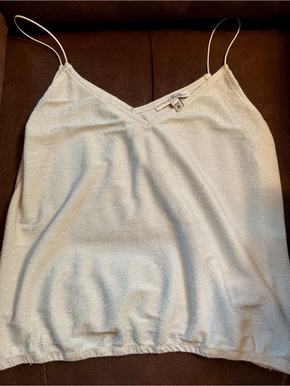 Express Silver Sparkle V-Neck Camisole Top Size XS